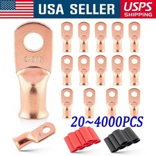 4000pcs 1/0 AWG Gauge Copper Lugs w/ BLACK & RED Heat Shrink Ring Terminals Lot picture