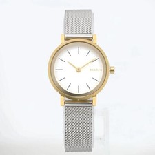 Skagen Hald Steel Yellow Gold-Tone White Dial Mesh Band Ladies Watch SKW2445 picture