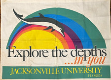 Vintage 1983 Jacksonville University Dolphins Cloth Banner 28.5