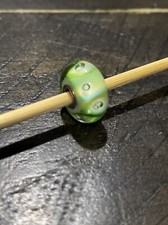 Authentic~Troll Beads Green Stripe Bubble Bead~Vintage~Original~Trollbeads~ picture