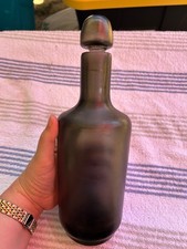 Signed 1956 Paolo Venini inciso glass bottle w/ topper picture