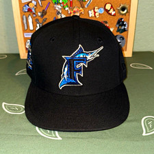 New Era 59FIFTY Florida Marlins MLB Fitted Cap 7 1/2 Hat Club BlackBerry picture