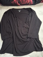 ☆NWOT Talbots~Womens Black,%57 Cotton,V-Neck,3/4 Sleeve Blouse Size 1XL picture