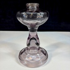Antique EAPG Sun Purple manganese Small Glass Kerosene Optic Glass Oil Lamp 8” picture