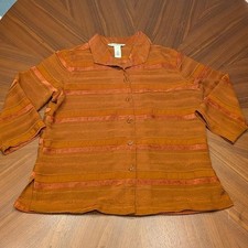 French Laundry rust orange striped blouse picture