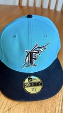 New Era 59FIFTY Florida Marlins World Series Fitted Hat Cap 7 5/8 Blue/Black picture