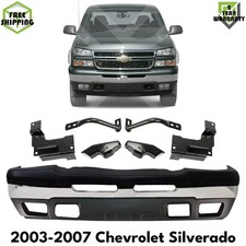 Front Bumper Chrome & Brackets Kit For 2003-2007 Chevrolet Silverado 1500 2500 picture