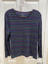 TALBOTS Womens Size MP Long Sleeve Gorgeous Blue Pink Pull Over  Top picture