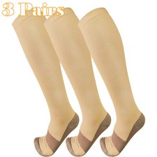 3Pair Copper Compression Socks Full Toe Sox for Women Men - S/M, L/XL, XXL Gifts picture