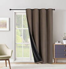 Set of Two (2) 100% Blackout Curtains Extra Wide 110 Inches - All Length - Brown picture