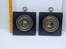 Vintage 1976 Bicentennial Wall Plaques Liberty Bell Drum J.A. Company Pair picture