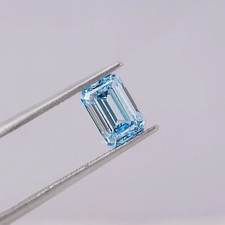 CERTIFIED 6.25 Ct Earth-Mined Natural blue Diamond Emerald Cut LOOSE VVS1/ 13 mm picture