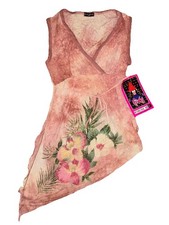 VTG Y2K RARE FANG Deadstock Top Floral Asymmetrical Handkerchief NWT Whimsical picture