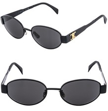 CELINE CL40235U 40235 METAL TRIOMPHE Black Gold Logo Oval Unisex Sunglasses 01A picture
