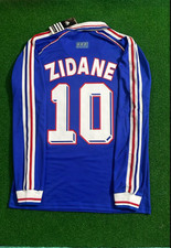 France Zidane #10 World Cup 1998 Blue Soccer Home Jersey Long Sleeve picture