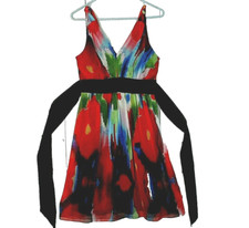 The Limited Women's Size 6 Colorful Sleeveless Sheer Lined V-Neck Cocktail Dress picture