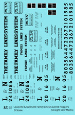 K4 O Scale Decals L&N Family Lines ACF Covered Hopper Black picture