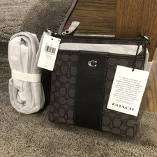 Coach Jacquard Signature Crossbody Smoke black Bag CF242 Brand New picture