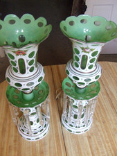 Vintage Pair of Bohemian Czech Glass Mantle Luster Lamps picture