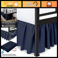 Navy Blue Ruffled Bed Skirt, Full Size, 16 Inch Drop, Elegant Bedding Accessory picture