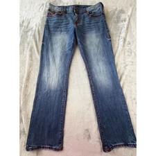 True Religion Ricky Jeans Mens 38 Blue Relaxed Straight Big T Stitch Denim picture