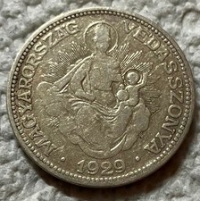 1929 BP HUNGARY - 2 PENGO - MADONNA & CHILD - SILVER  - KM# 511 picture