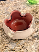 Vintage Murano Geode Glass Pinched Ashtray Mid Century Modern 4.5” picture