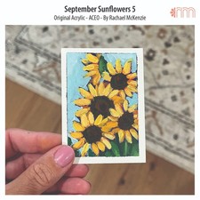 ACEO, Original Acrylic Painting, September Sunflowers 5 picture