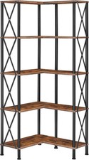 HOOBRO Corner Bookshelf, 5-Tier L-Shaped Bookcase, Industrial Open Display Shelf picture