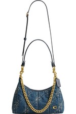 AUTHENT NWT$450 COACH Juliet Shoulder Bag 25 Denim Quilting Dark Indigo 3 straps picture