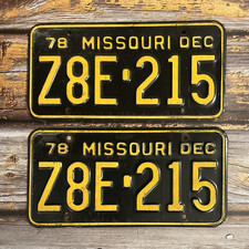 1978 Missouri Automobile License Plate Matched Pair / Set Z8E-215 picture
