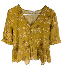 MADEWELL Top Size Medium Butterfly Peplum Cotton Boho Festival Blouse picture