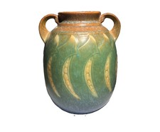 Vintage 1933 Roseville Pottery Falline Brown Green 7