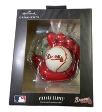 Hallmark Atlanta Braves Glove & Ball Logo MLB Black Box Xmas Ornament NIB picture