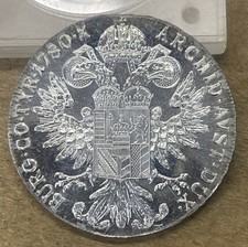 1780 SF Theresia UNC Silver Coin Unc. Beautiful 90% Silver Coin. picture