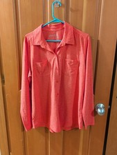  Eddie Bauer Womens  XL orange Long-sleeved Button-down Shirt w/Collar picture