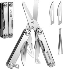 Folding Pocket Multitool EDC Knife Scissors Tweezers w/ Replaceable Craft Blades picture