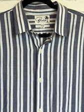 Bonobos Men’s L Long Slim Fit Blue White Striped Shirt 100% Cotton 1113 picture