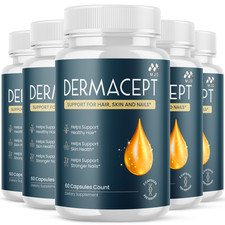 (5 Pack) Dermacept Advanced Formula Skin Health Derma Cept Pills 300 Capsules picture
