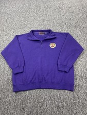 Vtg LSU Tigers Sweatshirt Men XL Purple Fleece 1/4 Zip Mock Neck Pullover 90s picture