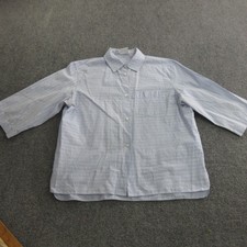 Chanel Shirt Womens 40 Blue Stripe Collared 3/4 Sleeve Identification Top Italy picture