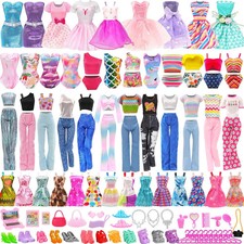 51 PCS Barbie Clothes Doll Fashion Wear Clothing Outfits Dress up Gown Shoes Lot picture