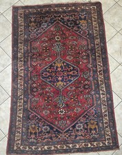 Vintage Hamadan Style Hand Knotted Wool Rug Persian Middle Eastern Tribal picture