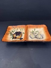 Pier 1 Imports Earthenware Tuscan Divided Serving Dish Olives Onions picture