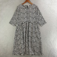 Gorman Dress Womens M Fit & Flare 3/4 Sleeve Polka Dot Pocket Casual Black picture