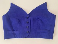 Vintage 1991 Romeo Gigli moire blue /purple waistcoat-inspired bustier - IT 44 picture