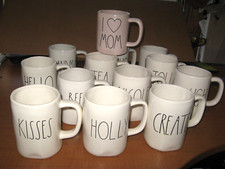 Rae Dunn MUGS Magenta Artisan Collection YOU CHOOSE Lg Black Letters White picture