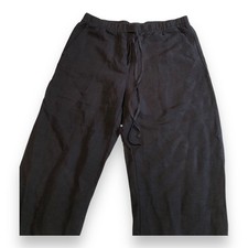 H&M RELAXED-FIT LINEN-BLEND PANTS SIZE Medium Black Vacation Boho Beachy Light picture