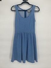 Maeve Anthropologie Sz S Blue and White Polka Dot Fit and Flare Dress sleeveless picture