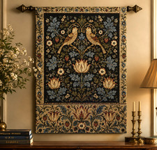 William Morris Strawberry Thief Woven Tapestry 5 - Arts & Crafts Wall Hanging De picture